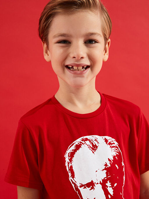 Bisiklet Yaka Atat?rk Bask?l? K?sa Kollu Erkek ?ocuk Ti??rt - Waikiki фото 3