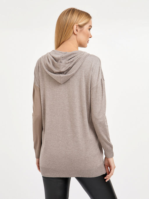 джемпер женский удлиненный с капюшоном и с вышивкой - Glenfield фото 5