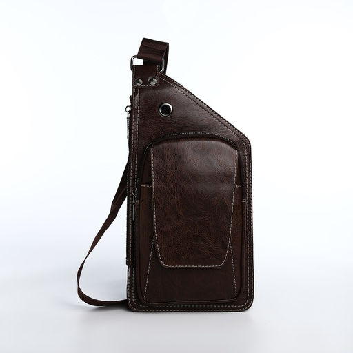 Сумка слинг мужская из искусственной кожи, цвет тёмно-коричневый - Simaland фото 4