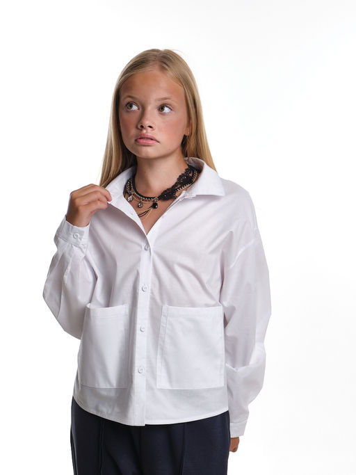 Рубашка белая для девочки в школу 22-7663 белый - Mini maxi фото 19