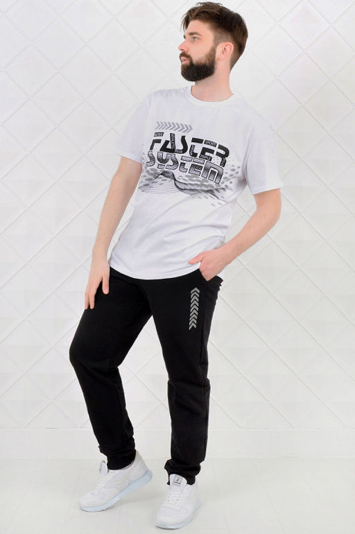 Арт. 6389 Костюм с брюками мужской 50-58 (5 шт) Цвет:верх- белый, низ- черный - Идеал фото 2