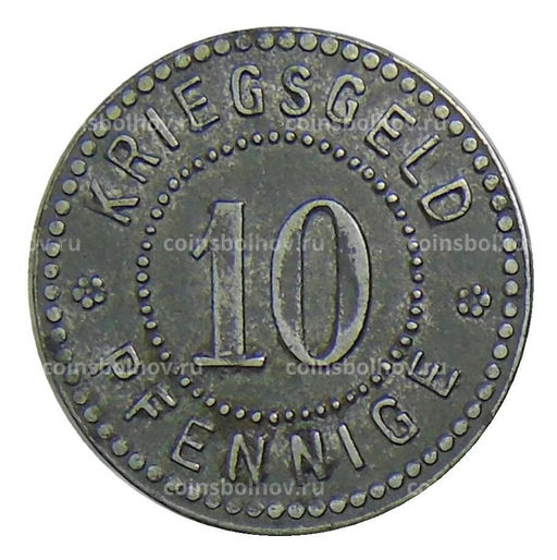 Монета 10 пфеннигов 1917 года Германия Нотгельд Зиген