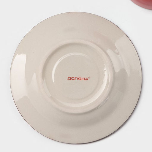 Чайная пара керамическая Доляна «Морской мир», чашка 200 мл, блюдце d=14,5 см, цвет красный