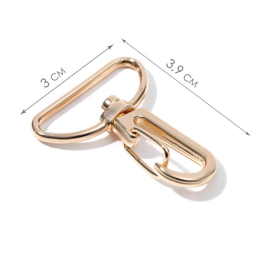 Карабин металлический, 39×30 мм / 26×2 мм, 10 шт., цвет золотой