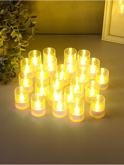 Цена за 4 шт. Светодиодная свеча LED - ночник RISALUX «Полосы», 3×LR1130, прозрачный, перламутр, 3.7×3.7×4.5 см