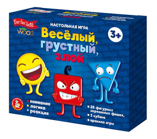 Игра настольная "Веселый, грустный, злой" 28 деревянных фишек (05679) 3+, "Десятое королевство"