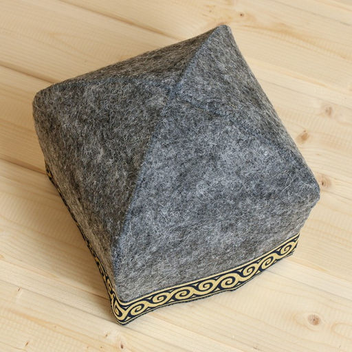 Шапка для бани Тюбетейка, серая с синей отделочной лентой - Simaland фото 2