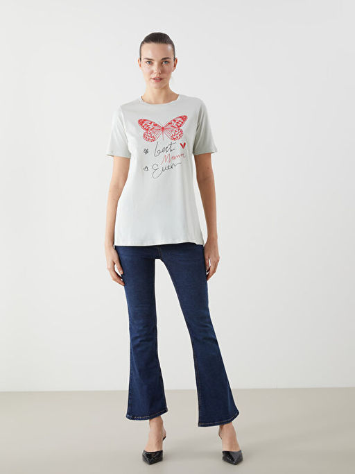 Bisiklet Yaka Bask?l? Hamile Ti??rt