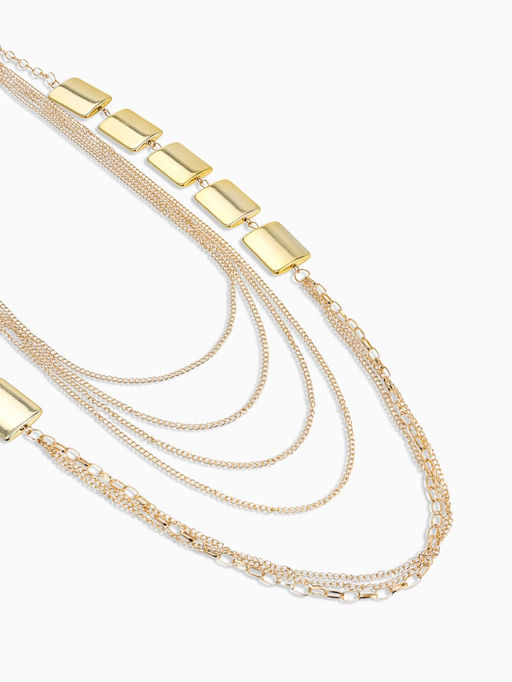 Набор 2 предмета: серьги, бусы Унисон прямоугольники, цвет золото, 80 см