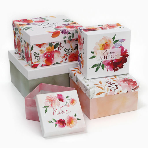 Набор коробок 10 в 1, упаковка подарочная, «Цветы», 10 х 10 х 6‒28 х 28 х 15 см