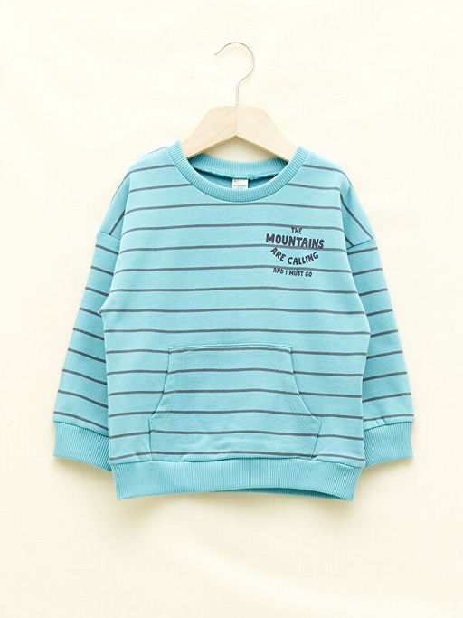 Bisiklet Yaka Uzun Kollu ?izgili Erkek Bebek Sweatshirt - Waikiki фото 2