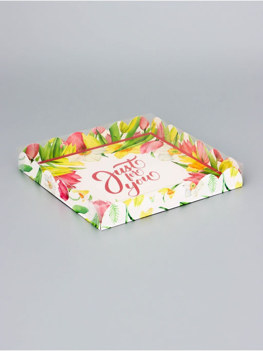 Цена за 5 шт. Коробка для печенья, «Тюльпаны», 21×21×3 см