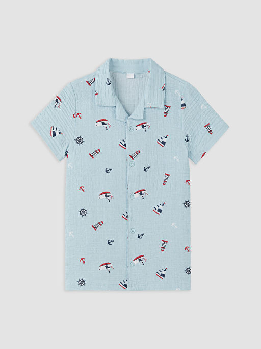 Resort Yaka Erkek ?ocuk ?ortlu Pijama Tak?m?