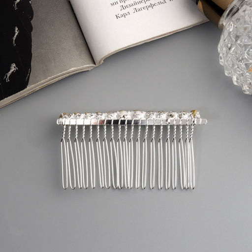 Цена за 2 шт. Гребень для волос QF «Медея», классика нить, 7.5×4 см, серебро