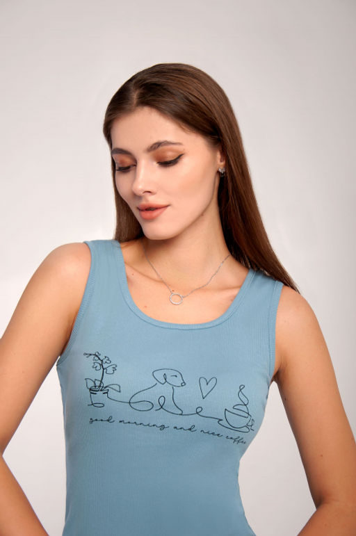 Арт. 9156/2 Пижама с шортами 42-50 (5 шт) Цвет:верх-голубой,низ-голубой - Калинка фото 5