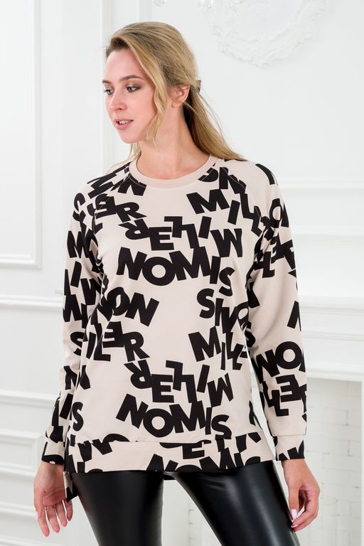 Свитшот подростковый из футера Буквы на бежевом - Амадэль фото 9