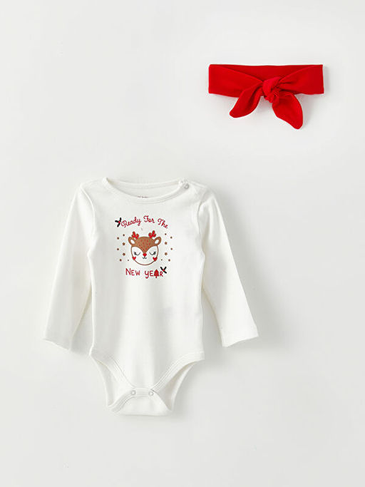 Bisiklet Yaka Uzun Kollu Y?lba?? Temal? K?z Bebek 3l? Tak?m - Waikiki фото 2