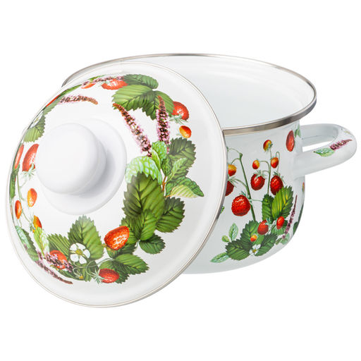 НАБОР КАСТРЮЛЬ AGNESS ЭМАЛИРОВАННЫХ СЕРИЯ ФРУКТОВАЯ КОРЗИНА, 4ПР. 1,5Л И 2,8Л, 16Х10СМ, 20Х12СМ  фото 3