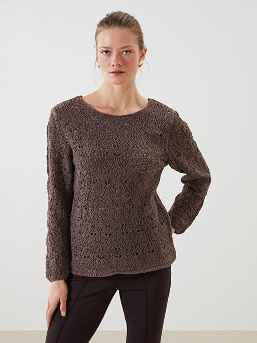 Bisiklet Yaka Ajurlu Kad?n Triko Kazak