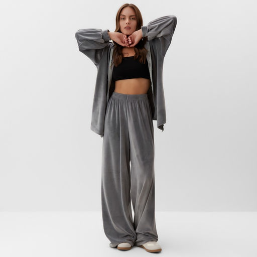 Костюм женский (толстовка, брюки) KAFTAN Plushy, размер 40-42, серый