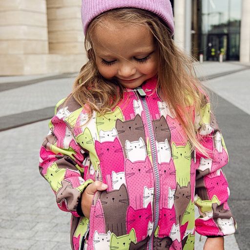 Софтшелл комбинезон детский Glen (весна-осень), 04 Розовый (принт коты)