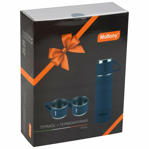 Набор: термос + ТЕРМОкружки FESTA, 0,5 л (3 кружки), синий арт.106055 - Mallony фото 5