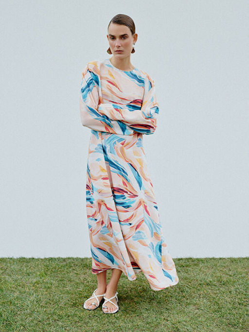 Bisiklet Yaka Desenli Elbise