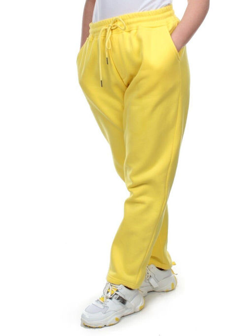 M055 YELLOW Брюки спортивные женские на флисе (100% хлопок) 7986 - Fashion фото 3