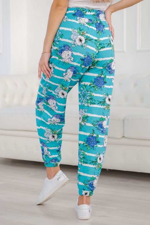 Брюки женские из футера Забава маки на ментоле - Амадэль фото 13