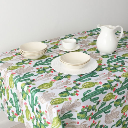 Скатерть Доляна Кактусы 145*300 см, 100% п/э  фото 2