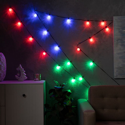 Умная гирлянда Нить 6 м с насадками Калейдоскоп, IP20, тёмная нить, 20 LED, свечение RGB, USB - Luazon lighting фото 5