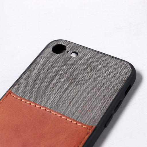 Чехол LuazON для iPhone 7/8/SE (2020), с отсеком под карты, текстиль+кожзам, коричневый - Luazon home фото 3