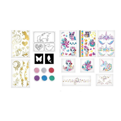Переводные татуировки детские Тату Единороги, с блестками
