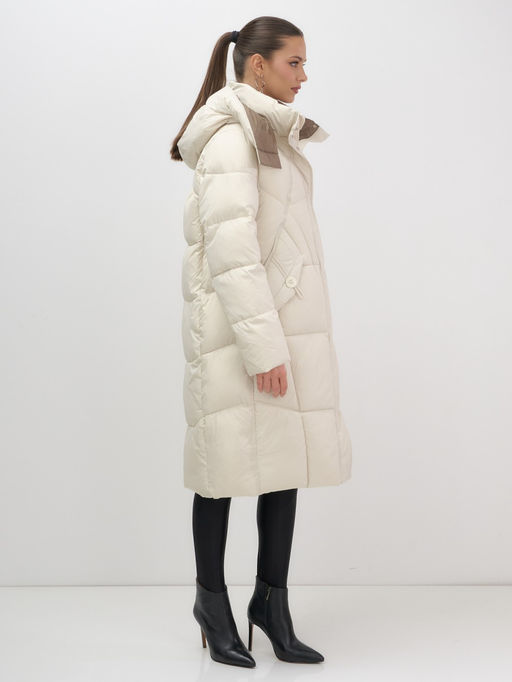 Пальто зимнее Visdeer 7709B женское утепленное 240 г/м² бежевое  фото 7
