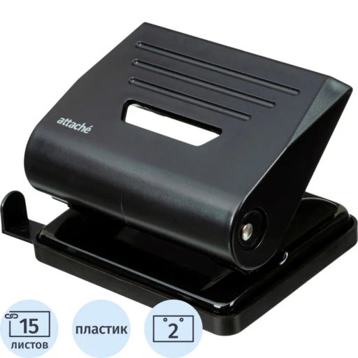 Дырокол Attache Eco до 15 листов, черный фото 2