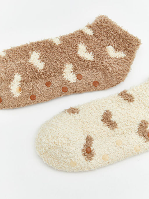 Kalp Desenli Kayd?rmaz Taban Kad?n Ev ?orab? 2li