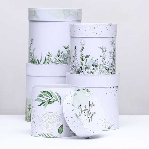 Набор круглых коробок 5 в 1 «Простая нежность», 19.5 × 19.5 - 14×14 см