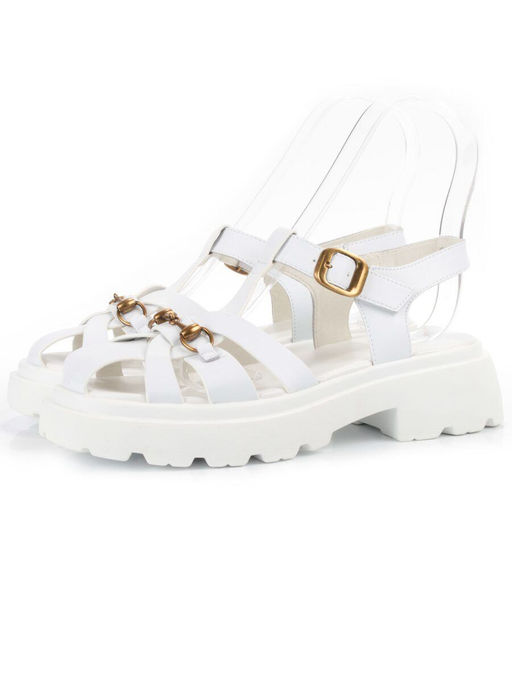 08-PEAG54-1 WHITE Босоножки женские (натуральная кожа)