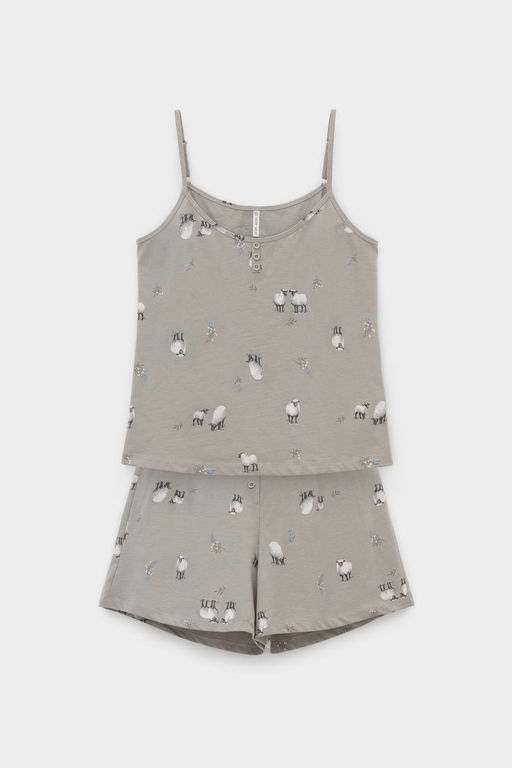 Е 20177/пыльно-оливковый,овечки на лугу пижама жен - Very neat фото 2