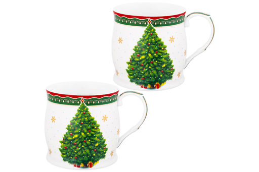 Набор 2 кружек 300 мл 11,5*8,5*8,5 см Новогодняя елка зеленый узор, NEW BONE CHINA - Elan gallery фото 6