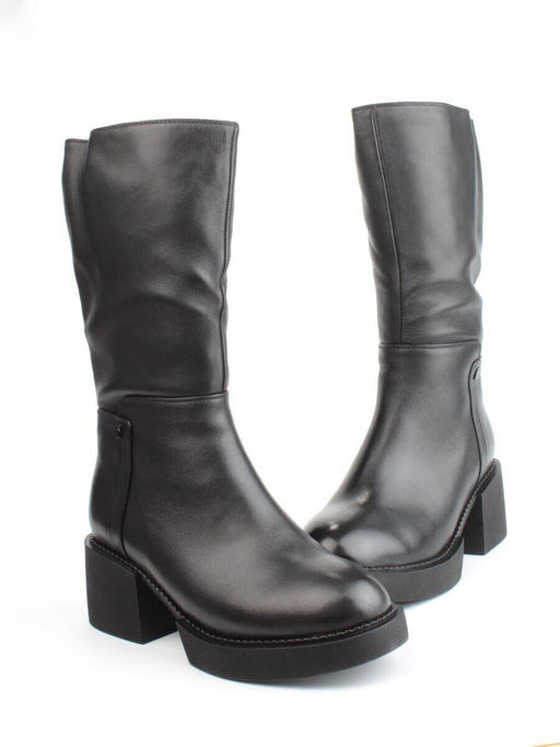 02-FI908-1M BLACK Сапоги зимние женские (натуральная кожа, натуральный мех)