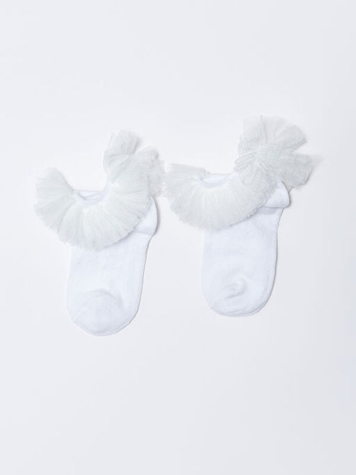 T?l Detayl? K?z Bebek Patik ?orap