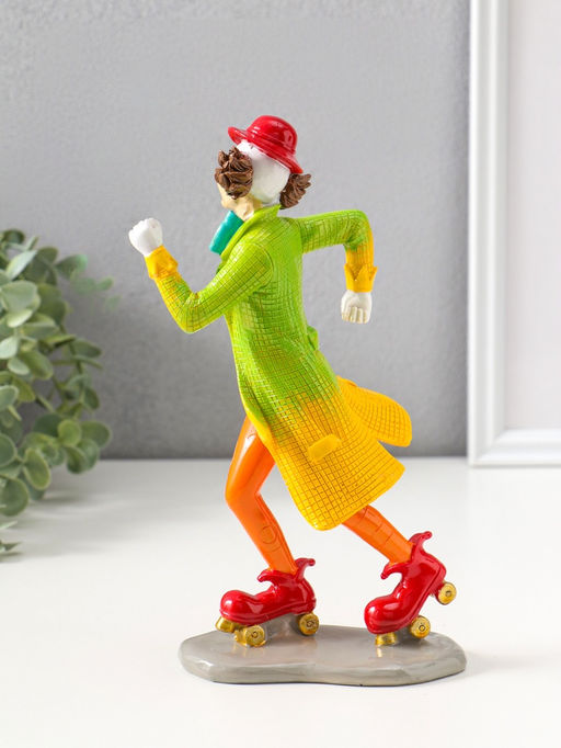 Фигура полистоун «Клоун на роликовых коньках», яркий разноцветный, 23.5 см