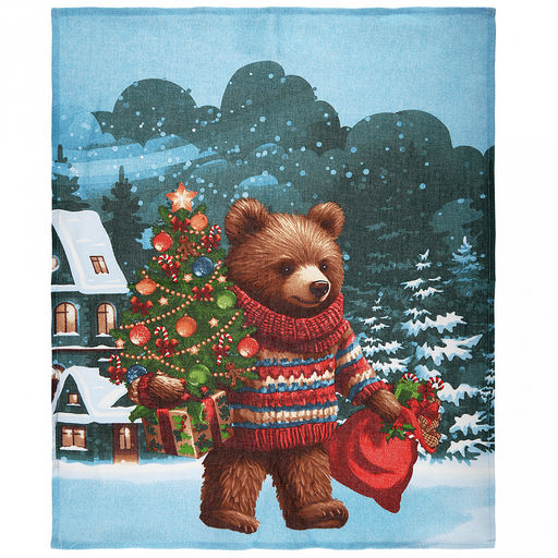 Салфетка хозяйственная 50х60см "Праздник к нам приходит" 3, рогожка 171г/м2, хлопок 100%, без упаковки, "Домашняя мода" (Россия)