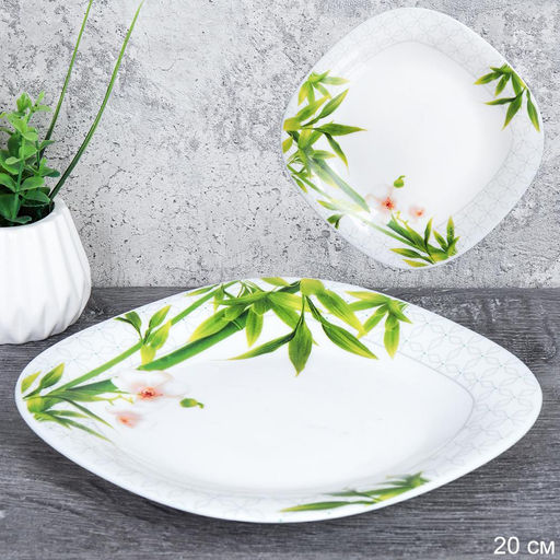 Тарелка квадратная 200 мм / FP-80XN (6773) /уп 6/48/ Бамбук с орхидеей