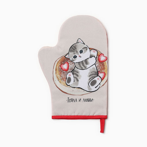 Набор кух. Доляна Котик: варежка 20х28 см, прихватка 17х17 см, 35% хл, 65% пэ  фото 2
