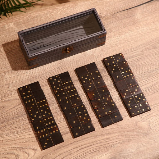 Игра настольная «Домино», в шкатулке, 22×8.5×6.5 см, манговое дерево