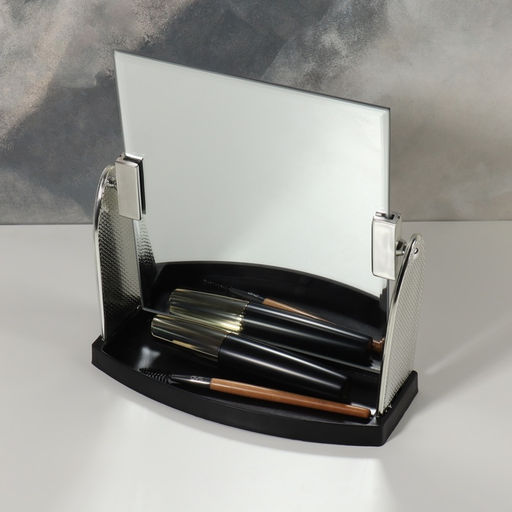 Зеркало настольное, прямоугольное, 17.5×19 см, (15×17 см), цвет серебряный