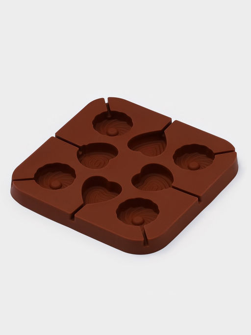 Форма для леденцов Доляна Свидание, силикон, 14.5?14.5?1.5 см, 8 ячеек (3.5?3.5 см), с палочками, коричневая  фото 4