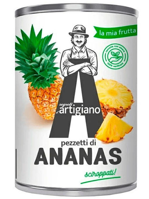 Ананасы резаные кусочками в сиропе "ARTIGIANO" (340г/580 мл/ 565 г)